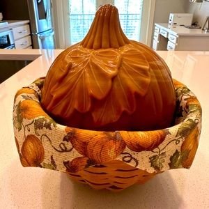 Longaberger, ceramic, pumpkin/basket